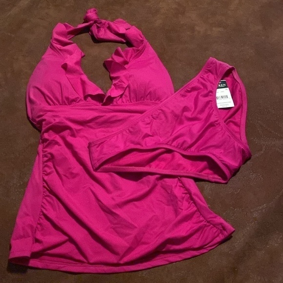 Lauren Ralph Lauren fuchsia tankini 2 piece set size 10 - Picture 4 of 9